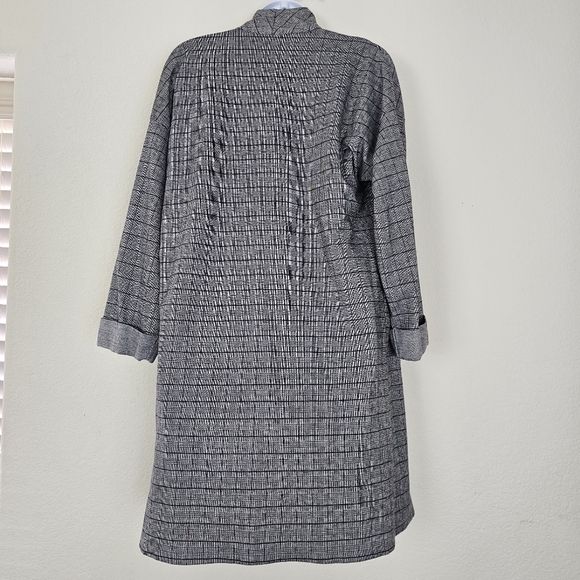 Eleven22 Draped Waterfall Collar Plaid Open Front Cardigan Jacket - Picture 4 of 10